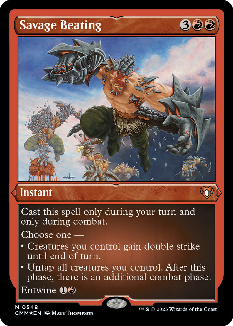 Savage Beating (CMM-548) [Commander Masters] Etched Foil MTG Single Wizards of the Coast
