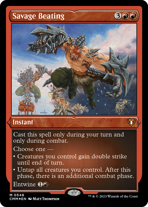 Savage Beating (CMM-548) [Commander Masters] Etched Foil MTG Single Wizards of the Coast