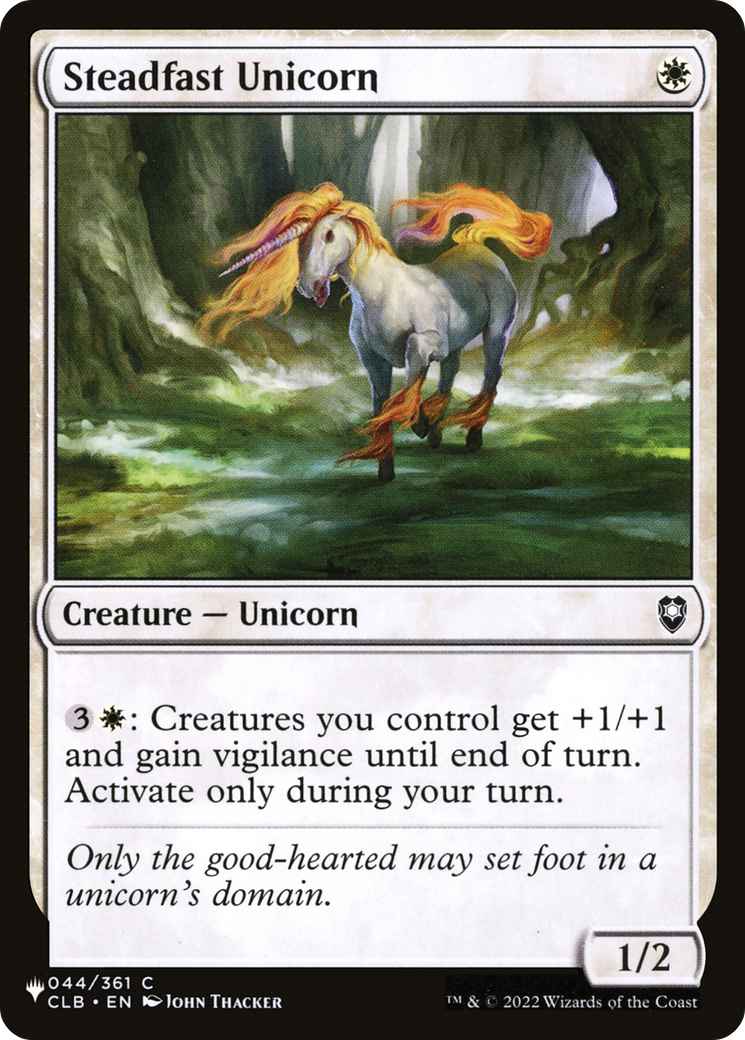 Steadfast Unicorn (LIST-CLB-44) [Mystery Booster] The List MTG Single Wizards of the Coast