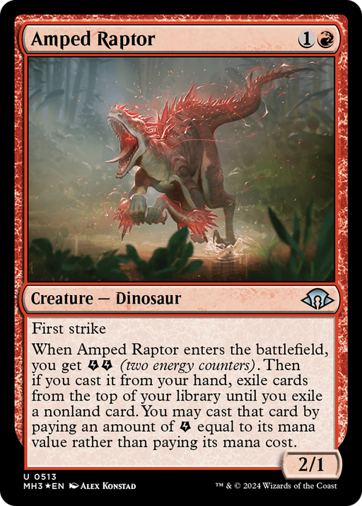 Amped Raptor (Ripple Foil) (MH3-513) [Modern Horizons 3] Foil MTG Single Wizards of the Coast