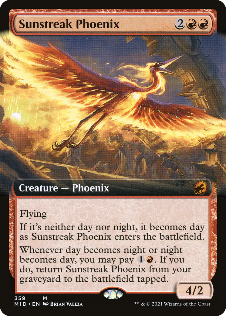 Sunstreak Phoenix (MID-359) [Innistrad: Midnight Hunt] (Extended Art) Foil MTG Single Wizards of the Coast