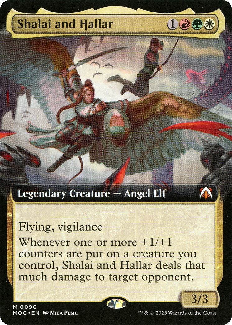 Shalai and Hallar (MOC-096) [March of the Machine Commander] (Extended Art) Foil MTG Single Wizards of the Coast
