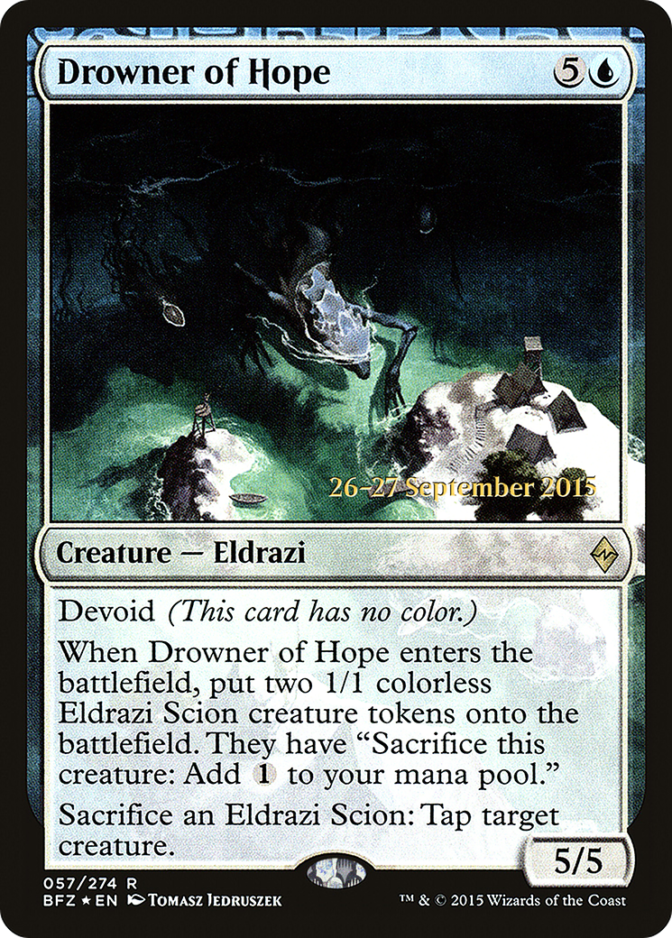 Drowner of Hope [Battle for Zendikar Prerelease Promos] MTG Single Magic: The Gathering