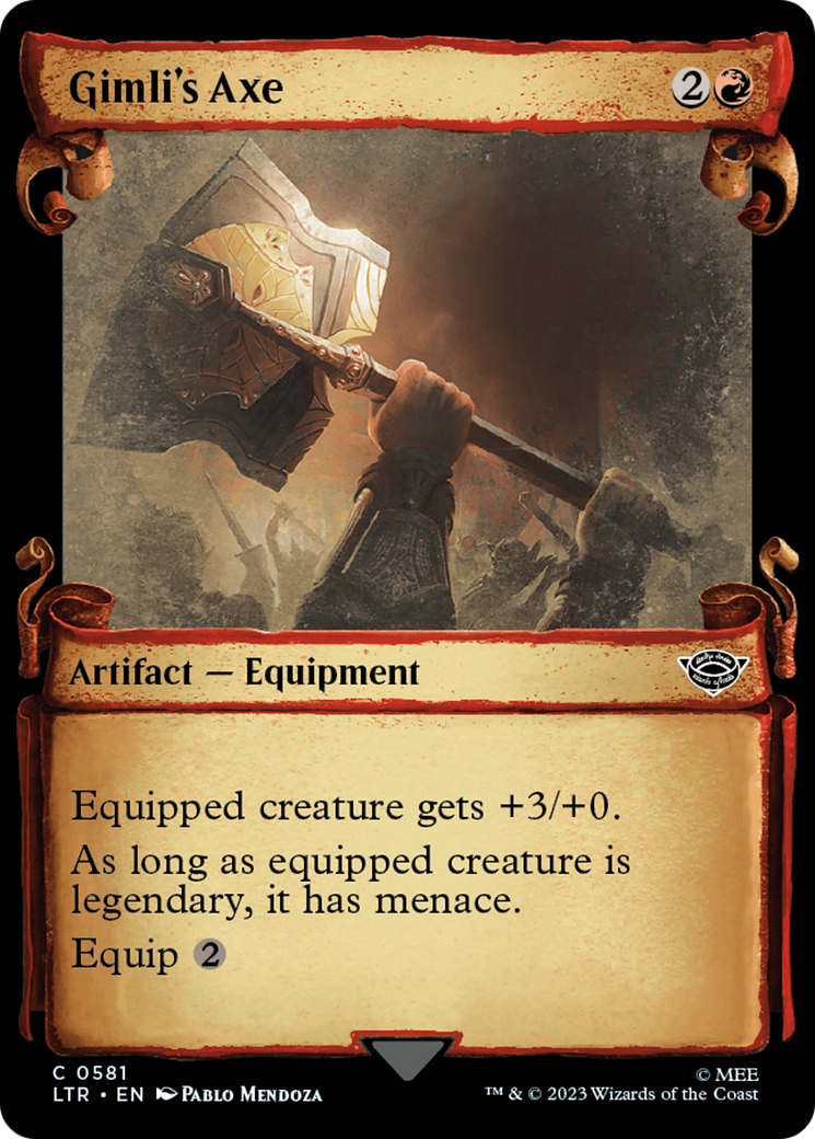 Gimli's Axe (Showcase Scrolls) (LTR-581) [The Lord of the Rings: Tales of Middle-earth] (Showcase) MTG Single Wizards of the Coast