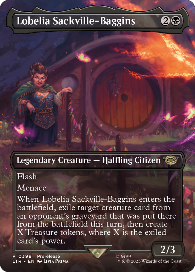 Lobelia Sackville-Baggins (LTR-399) [The Lord of the Rings: Tales of Middle-earth] (Borderless) Foil MTG Single Wizards of the Coast