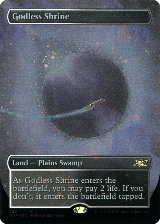 Godless Shrine (Galaxy Foil) (UNF-533) [Unfinity] (Borderless) Foil MTG Single Wizards of the Coast