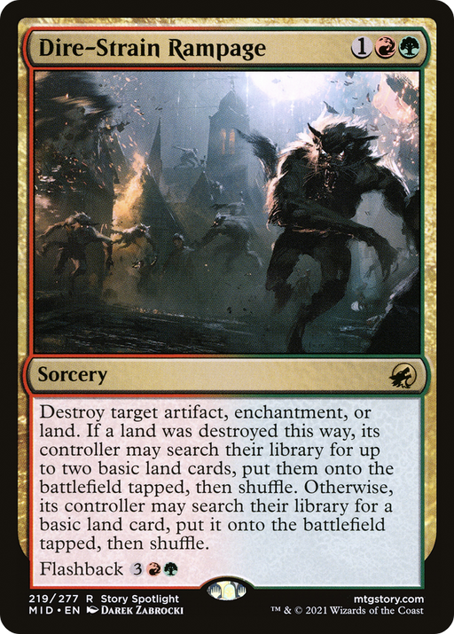 Dire-Strain Rampage (MID-219) [Innistrad: Midnight Hunt] Foil MTG Single Wizards of the Coast