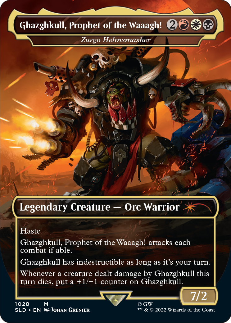 Ghazghkull, Prophet of the Waaagh! - Zurgo Helmsmasher (SLD-1028) [Secret Lair] Drop (Borderless) MTG Single Wizards of the Coast