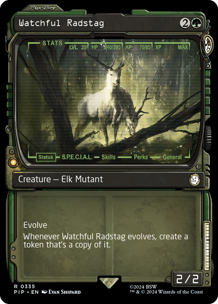 Watchful Radstag (PIP-335) [Fallout] (Showcase) Foil MTG Single Wizards of the Coast