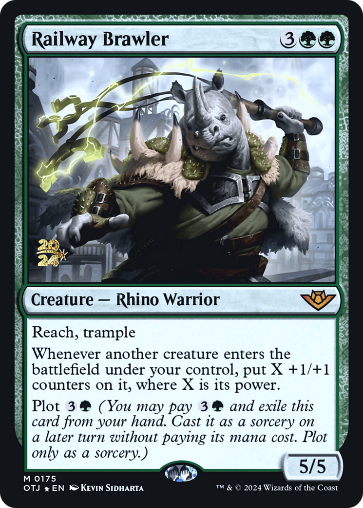 Railway Brawler (PRE-175) [Outlaws of Thunder Junction Promos] Foil MTG Single Wizards of the Coast