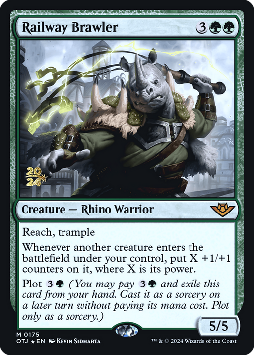 Railway Brawler (PRE-175) [Outlaws of Thunder Junction Promos] Foil MTG Single Wizards of the Coast