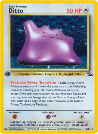Ditto (3/62) 1st Edition Holofoil [Vintage: Fossil] Pokemon Single Pokémon