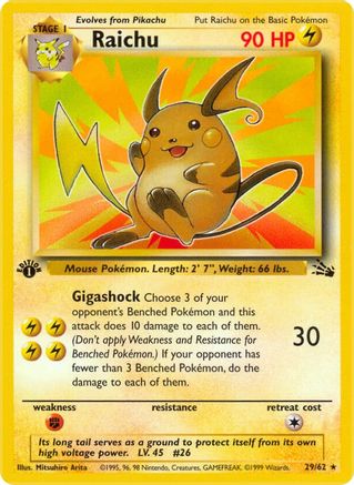 Raichu (29/62) 1st Edition [Vintage: Fossil] Pokemon Single Pokémon