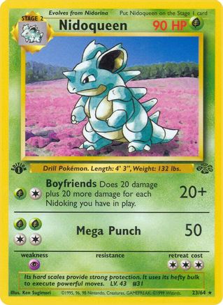 Nidoqueen (23/64) 1st Edition [Vintage: Jungle] Pokemon Single Pokémon