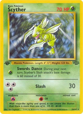 Scyther (26/64) 1st Edition [Vintage: Jungle] Pokemon Single Pokémon