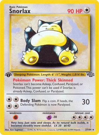 Snorlax (27/64) 1st Edition [Vintage: Jungle] Pokemon Single Pokémon