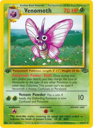 Venomoth (29/64) 1st Edition [Vintage: Jungle] Pokemon Single Pokémon