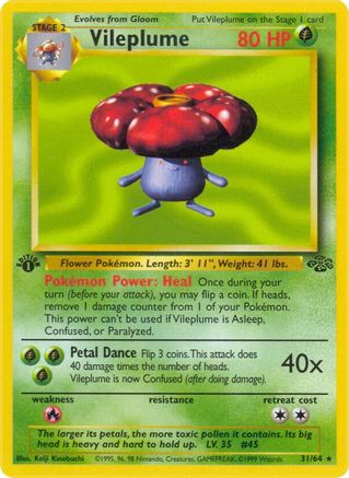 Vileplume (31) (31/64) - [Vintage: Jungle] 1st Edition Pokemon Single Pokémon