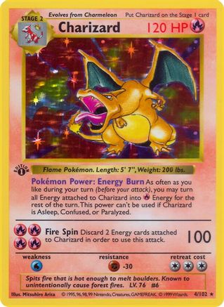 Charizard (4) - [Vintage: Base Set Shadowless] Unlimited Holofoil Pokemon Single Pokémon