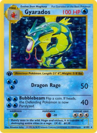 Gyarados () Unlimited Holofoil [Vintage: Base Set Shadowless] Pokemon Single Pokémon