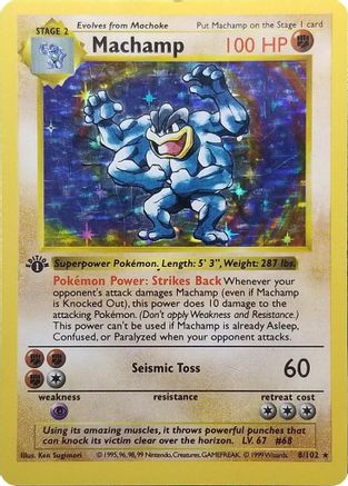 Machamp - 8/102 (Base Set Shadowless) 1st Edition Holofoil [Misc: Deck Exclusives] Pokemon Single Pokémon
