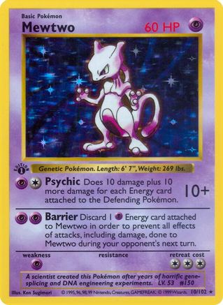 Mewtwo () Unlimited Holofoil [Vintage: Base Set Shadowless] Pokemon Single Pokémon