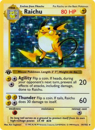 Raichu () 1st Edition Holofoil [Vintage: Base Set Shadowless] Pokemon Single Pokémon