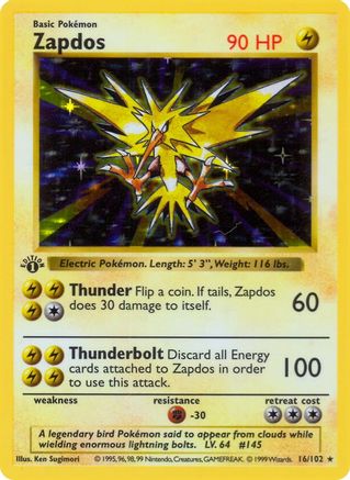 Zapdos () Unlimited Holofoil [Vintage: Base Set Shadowless] Pokemon Single Pokémon
