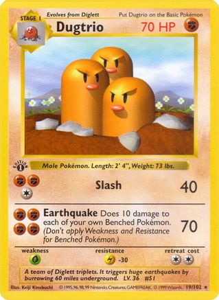 Dugtrio () Unlimited [Vintage: Base Set Shadowless] Pokemon Single Pokémon