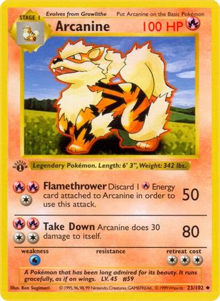 Arcanine (23) Unlimited [Vintage: Base Set Shadowless] Pokemon Single Pokémon