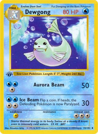 Dewgong (25) 1st Edition [Vintage: Base Set Shadowless] Pokemon Single Pokémon