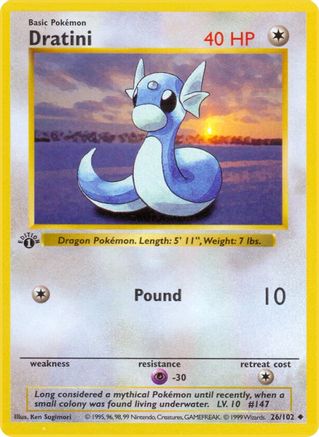 Dratini (26) 1st Edition [Vintage: Base Set Shadowless] Pokemon Single Pokémon