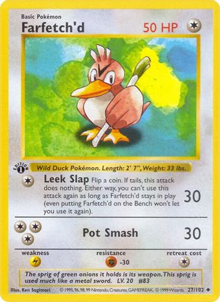 Farfetch'd (27) 1st Edition [Vintage: Base Set Shadowless] Pokemon Single Pokémon