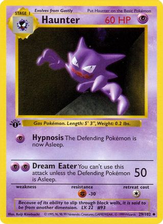 Haunter (29) 1st Edition [Vintage: Base Set Shadowless] Pokemon Single Pokémon