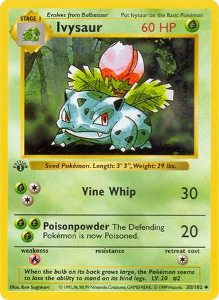 Ivysaur (30) - [Vintage: Base Set Shadowless] 1st Edition Pokemon Single Pokémon