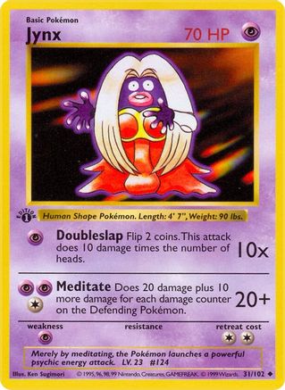 Jynx (31) 1st Edition [Vintage: Base Set Shadowless] Pokemon Single Pokémon