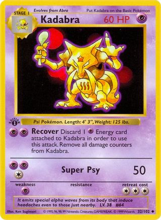 Kadabra (32) 1st Edition [Vintage: Base Set Shadowless] Pokemon Single Pokémon