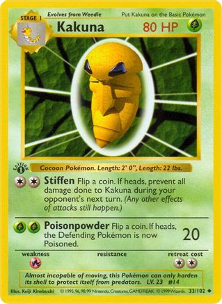 Kakuna (33) 1st Edition [Vintage: Base Set Shadowless] Pokemon Single Pokémon