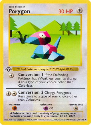 Porygon (39) Unlimited [Vintage: Base Set Shadowless] Pokemon Single Pokémon