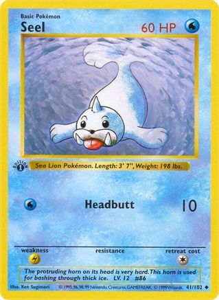 Seel (41) 1st Edition [Vintage: Base Set Shadowless] Pokemon Single Pokémon