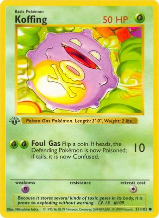 Koffing (51) 1st Edition [Vintage: Base Set Shadowless] Pokemon Single Pokémon