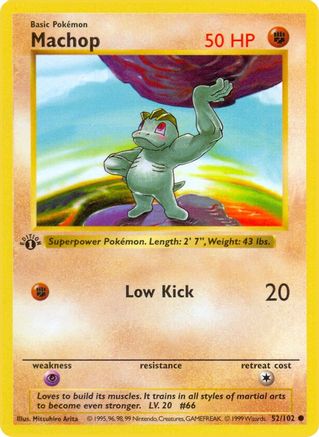 Machop (52) Unlimited [Vintage: Base Set Shadowless] Pokemon Single Pokémon