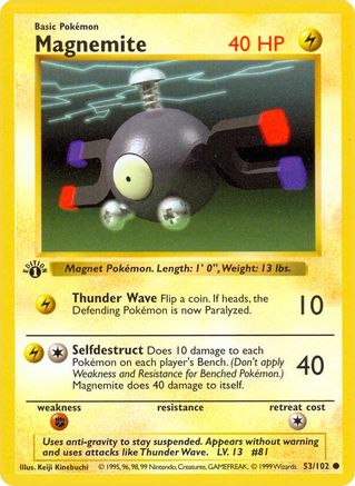 Magnemite (53) Unlimited [Vintage: Base Set Shadowless] Pokemon Single Pokémon