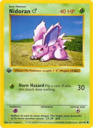 Nidoran M (55) 1st Edition [Vintage: Base Set Shadowless] Pokemon Single Pokémon