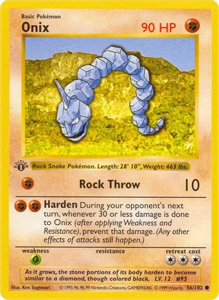 Onix (56) Unlimited [Vintage: Base Set Shadowless] Pokemon Single Pokémon