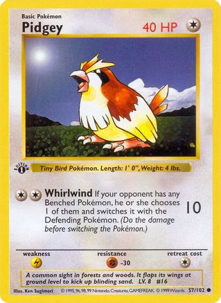 Pidgey (57) 1st Edition [Vintage: Base Set Shadowless] Pokemon Single Pokémon