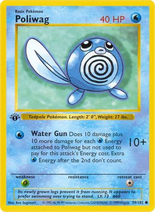 Poliwag (59) Unlimited [Vintage: Base Set Shadowless] Pokemon Single Pokémon