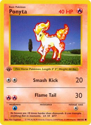 Ponyta (60) 1st Edition [Vintage: Base Set Shadowless] Pokemon Single Pokémon