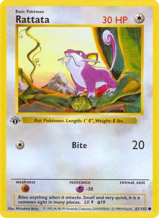 Rattata (61) Unlimited [Vintage: Base Set Shadowless] Pokemon Single Pokémon