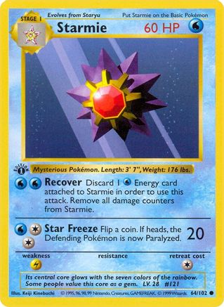 Starmie (64) Unlimited [Vintage: Base Set Shadowless] Pokemon Single Pokémon